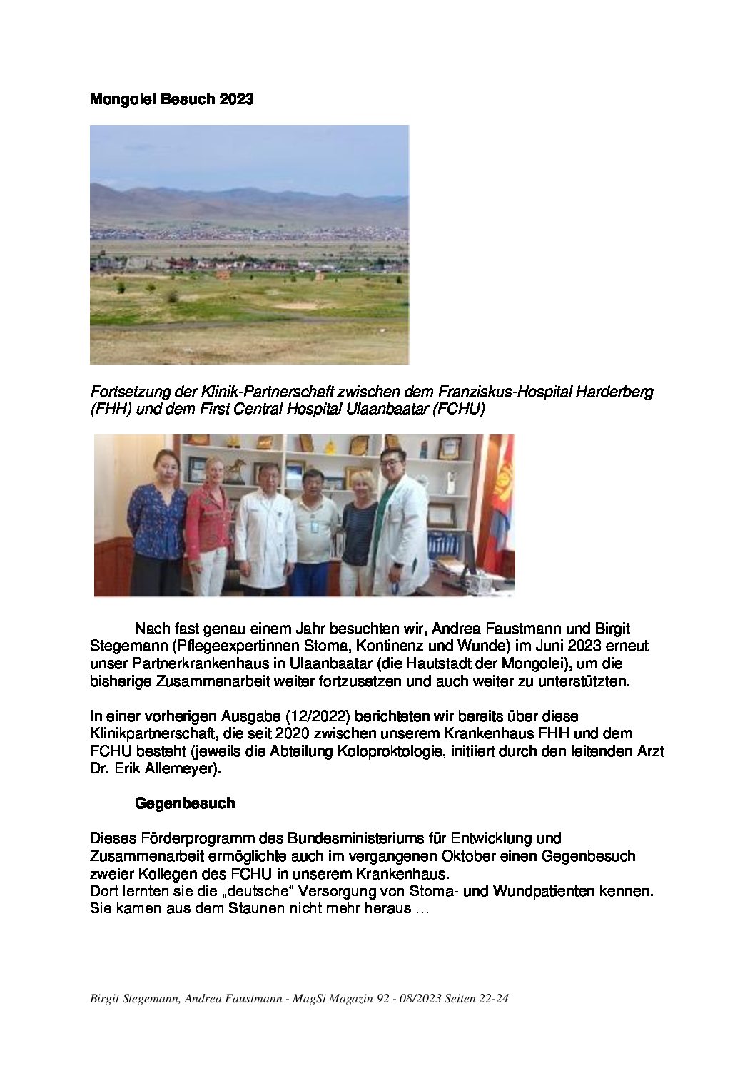 FA_KlinikpartnerschaftFranziskusHospitelHarderbergUnd FirstCentralHospitelOfMongoliaUlanBatorTeil2